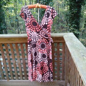 Maggy L  Vintage Pop Art Fit & Flare Dress Stretch Ruched BodyCon  Sz 6